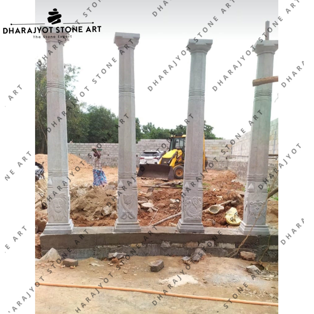 Traditional Handcrafted Carvings Natural Stone Pillars