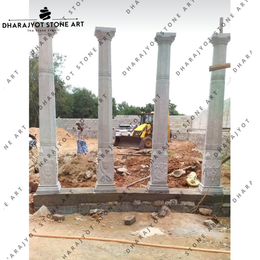 Traditional Handcrafted Carvings Natural Stone Pillars