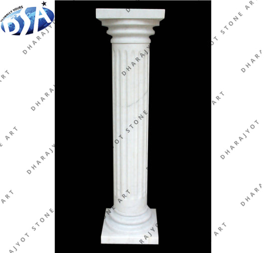 Hand Carved White Marble Column Design Pillar