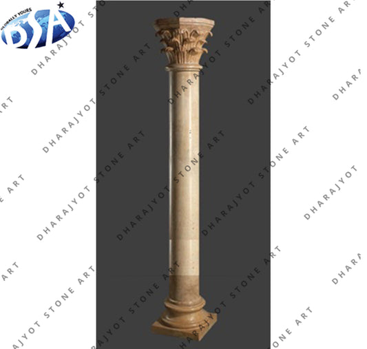 Natural European Outdoor Villa Style Marble Columns Pillar