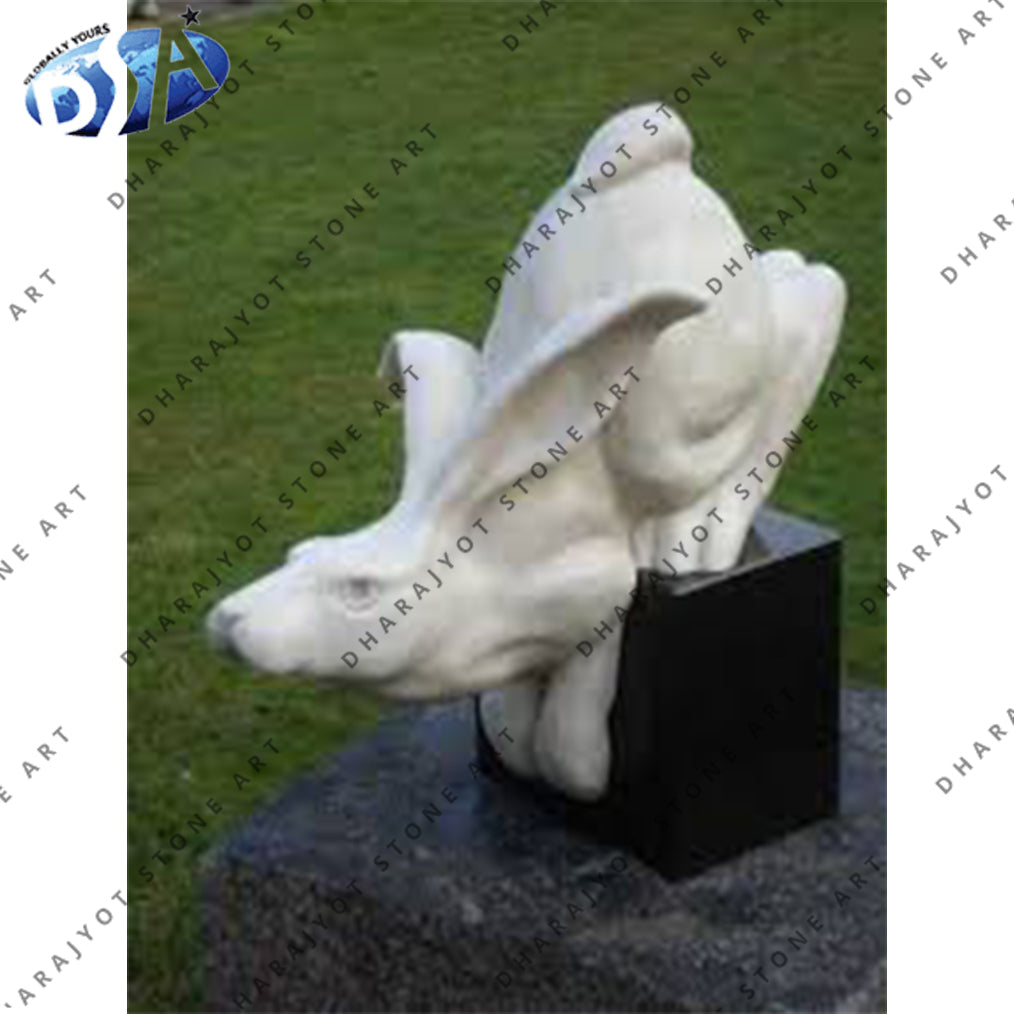 Garden White Rabbit Stone Statue