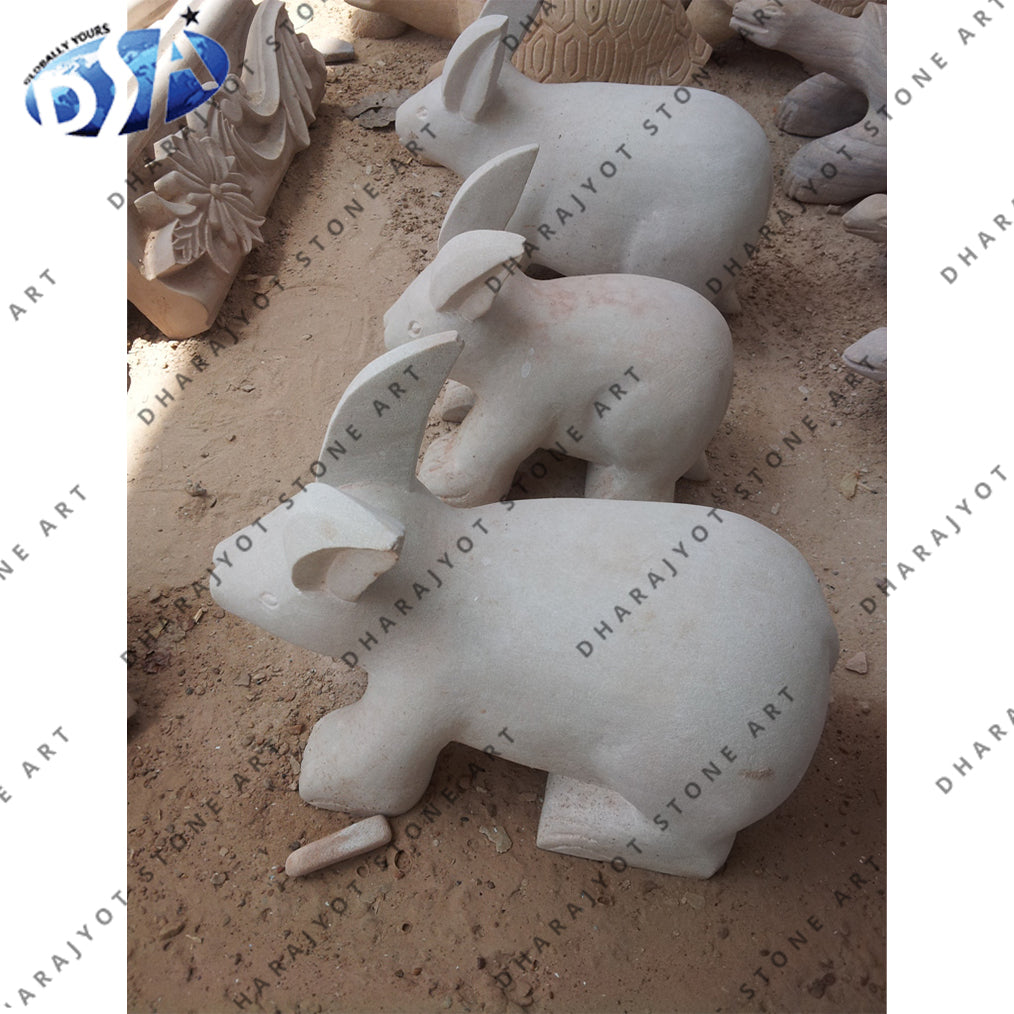 White Marble Garden Rabbit Statue – Dharajyot Stone Art