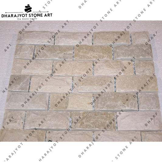 Wall Cream Brick Rock And Split Mosaic