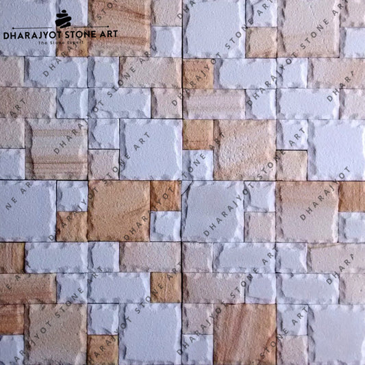 White And Pink Sandstone Stack Rock And Split Mosaic