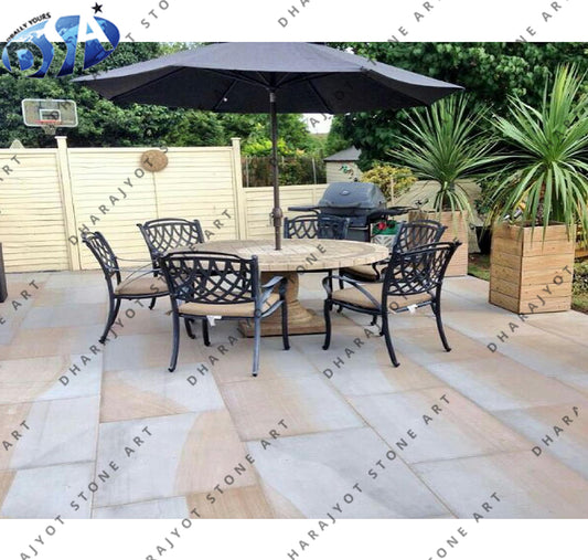 Indian York Buff Sandstone Landscaping Slabs