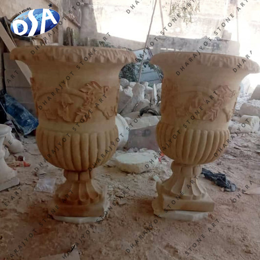 Decorative Garden Western Style Marble Flowerpots