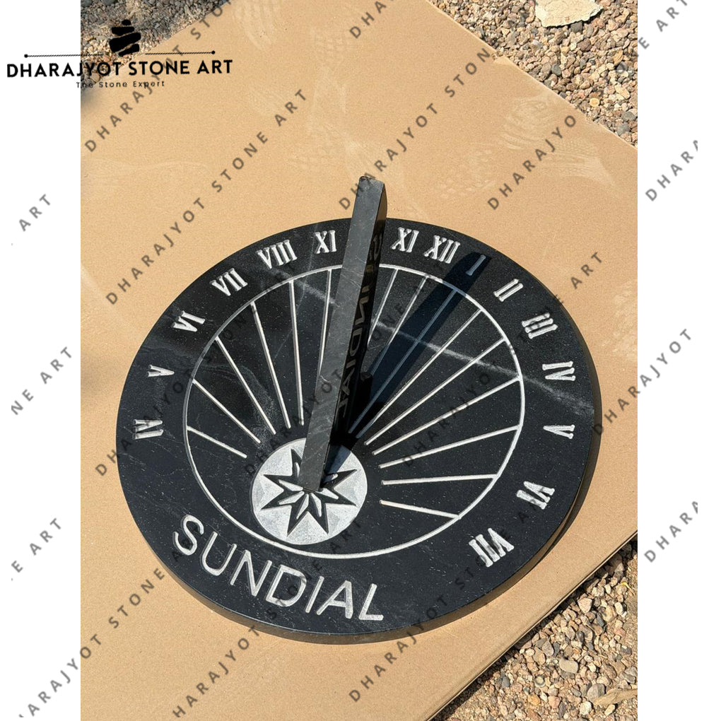 Garden Decor Handcrafted Black Marble Sundial
