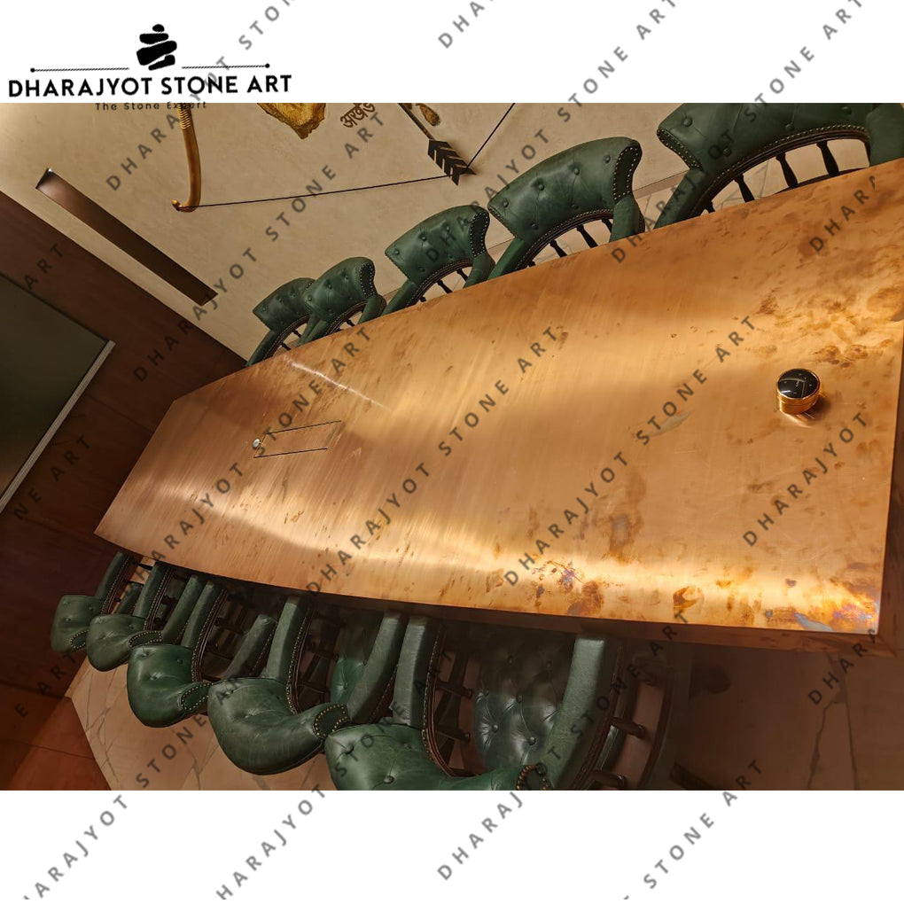 Modern Large Rectangle Conference Room Brass Table