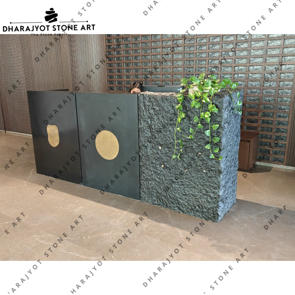 Modern Handcrafted Stone Reception Counter – Dharajyot Stone Art