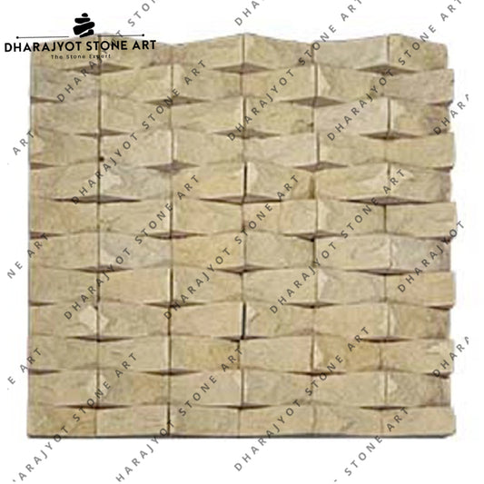 Yellow Natural Lava Stone Tapered Mosaic