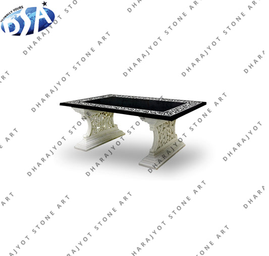 Flower Carving Natural White Marble Table