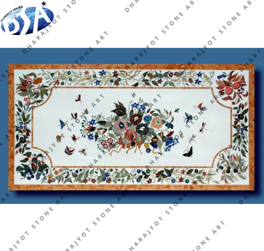 Polished Natural Marble Stone Inlay Table Top