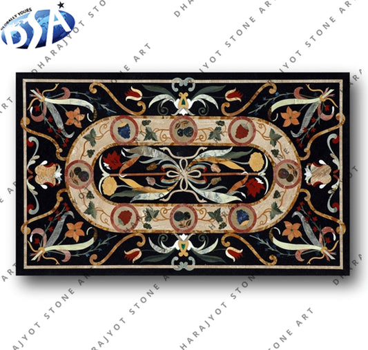 Classic Style Marble Medallion Marble Inlay Table Top