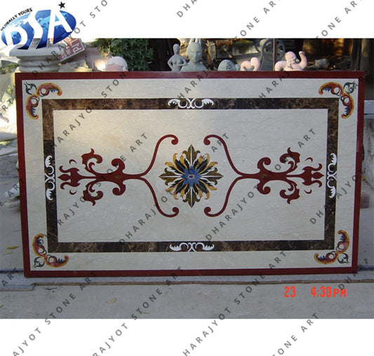 Rectangle Luxury Style Stone Modern Marble Inlay Table Top
