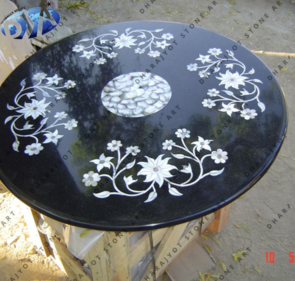 Black Marble Coffee Inlay Table Top – Dharajyot Stone Art