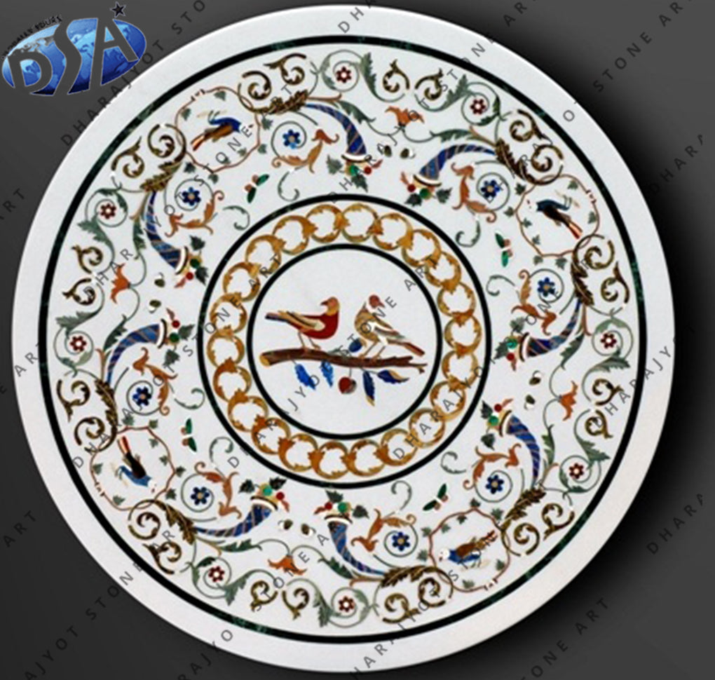 Home Décor Unique White Marble Round Table Top