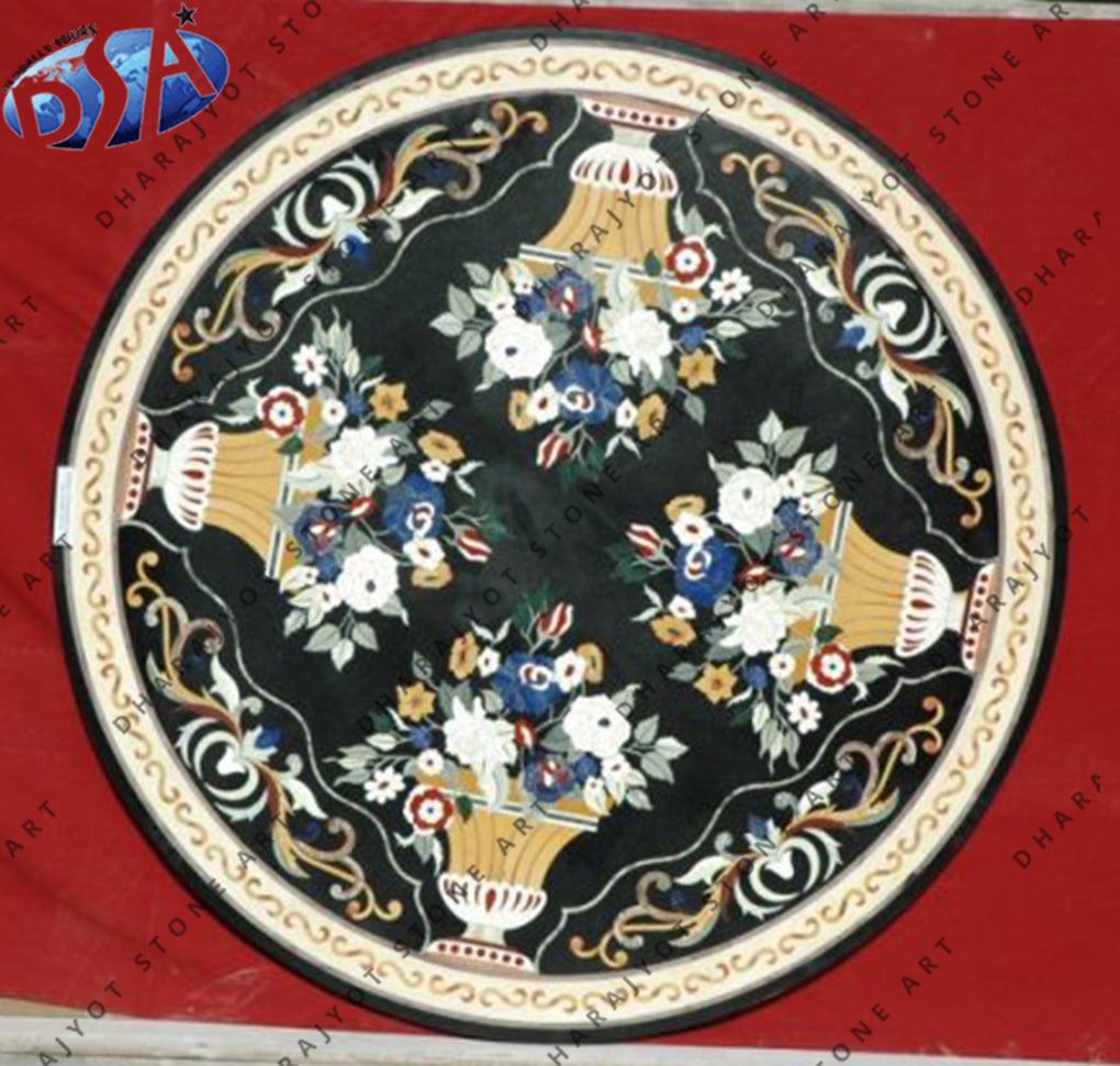 Black Marble Coffee And Dining Center Inlay Table Top