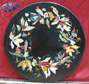 Round Black Marble Coffee Round Inlay Table Top