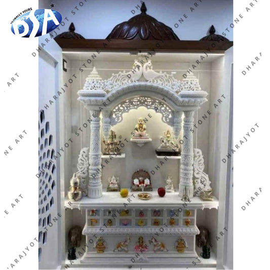 Natural White Marble Mandir for Home