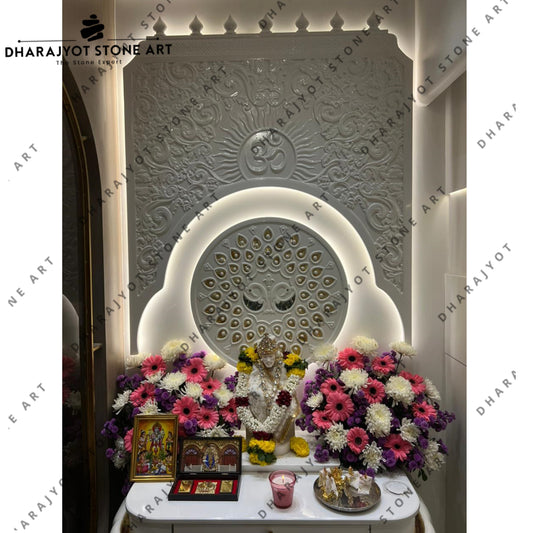 White Carved Marble Temple For Home