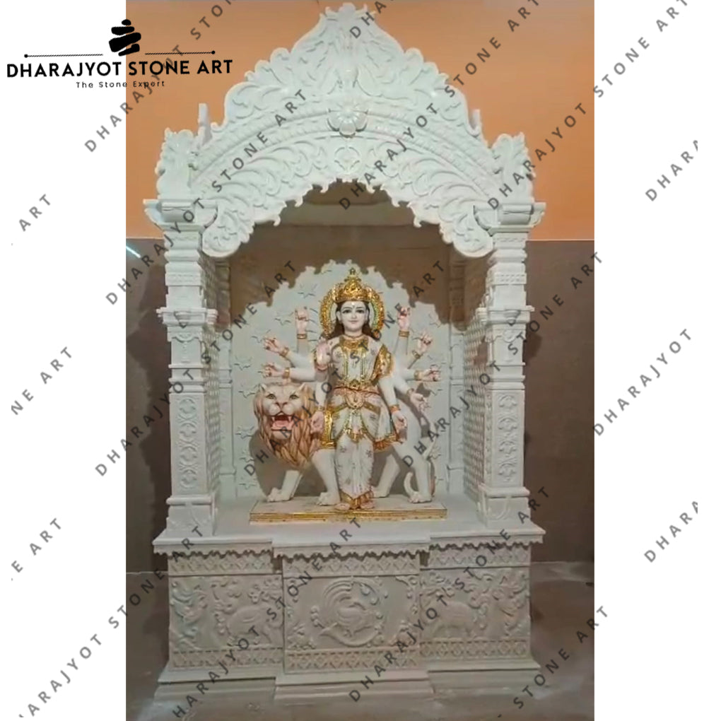 Designer Hand Carving White Marble Stone Temple