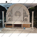 Hand Carved Vietnam White Marble Polish Mandir For Home Designer Temple
