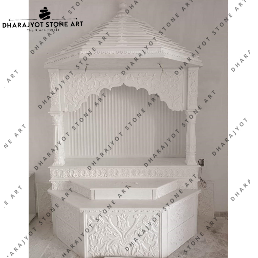 Home Living Room Hand Carving  White Marble Temple