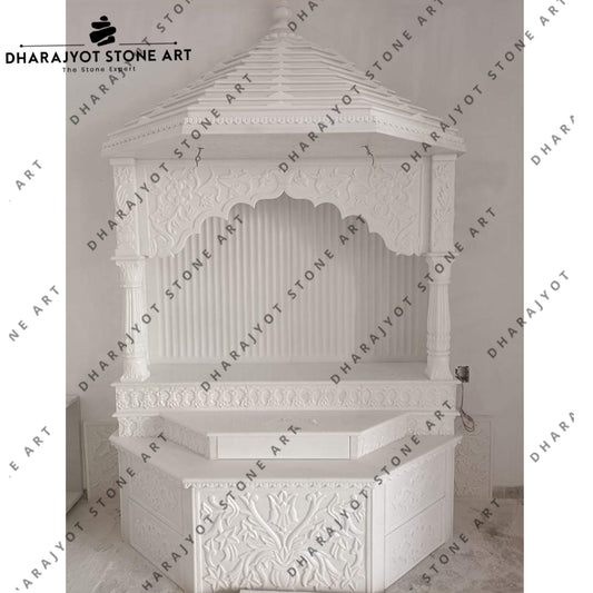 Home Living Room Hand Carving  White Marble Temple