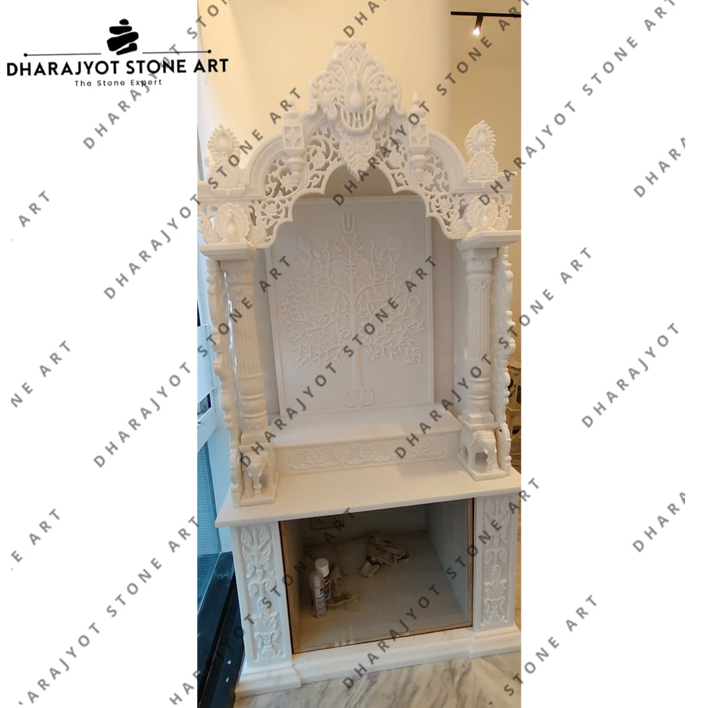 Modern Style Hand Carved Exclusive White Marble Temple