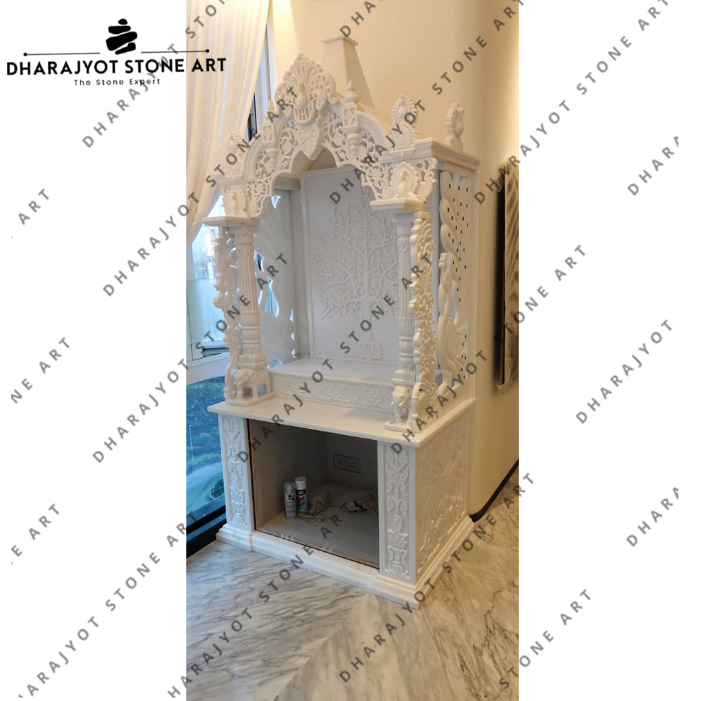 Modern Style Hand Carved Exclusive White Marble Temple