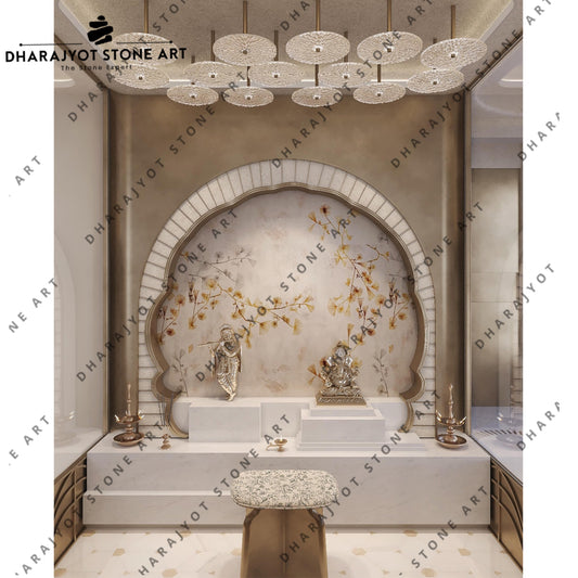 Hand Carving Rectangular Shape White Marble Temple