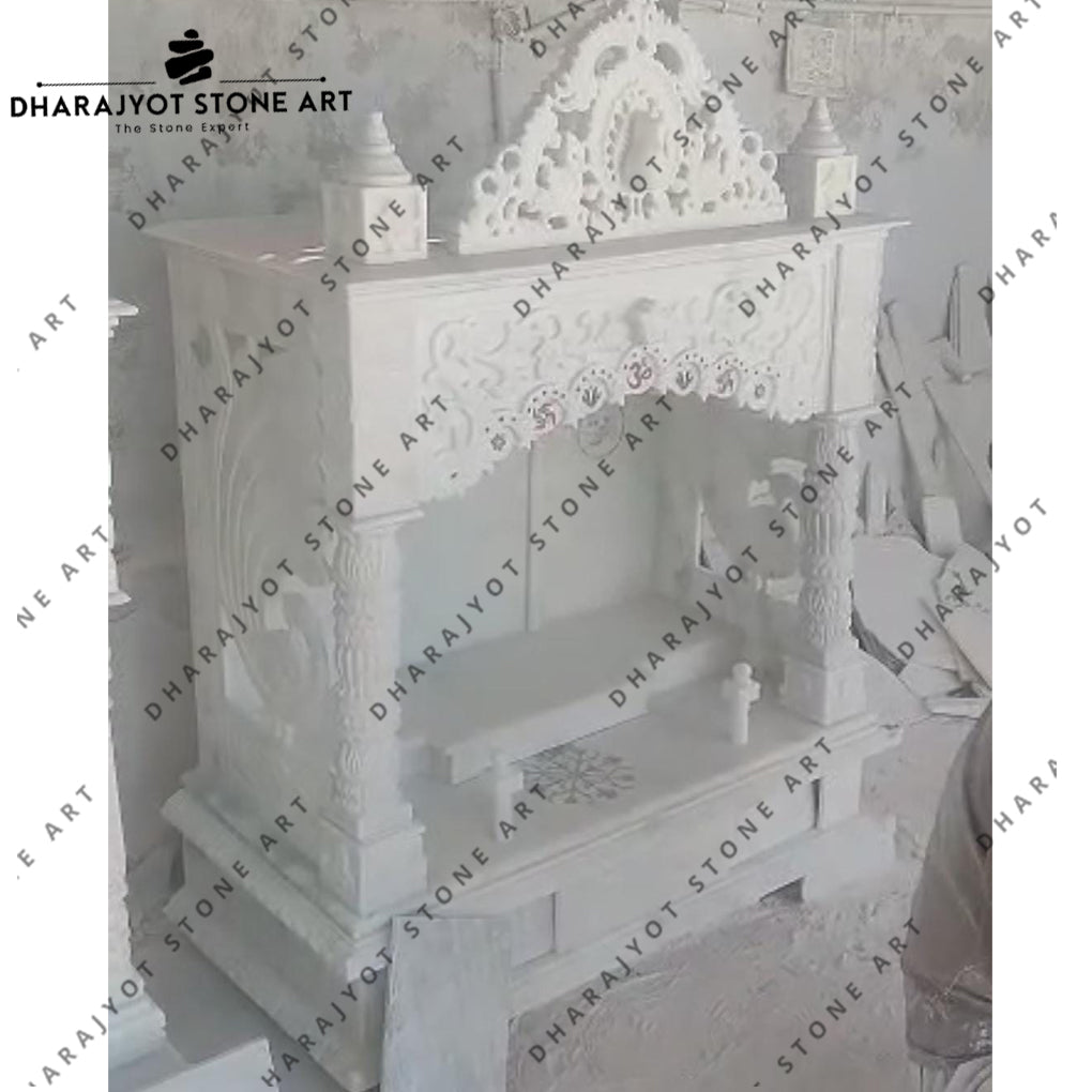 Elegant White Stone Pooja Temple
