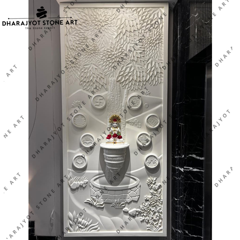 Elegant Tree Design Hand-Carved Marble Temple