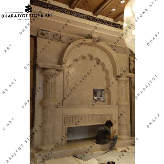 Custom Hand Carved Antique Indian Style Natural Marble Temple