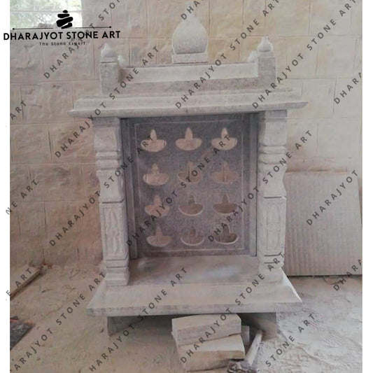 Elegant Hand-Carved Natural White Marble Home Mandir
