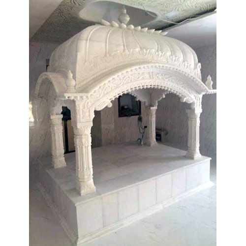 Elegant Handcrafted White Marble Pooja Mandir