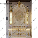 Tree Of Life Hand Carved White Marble Pooja Mandir