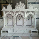 Traditional Shikhar And Decorative Pillar Hand Carved White Marble Jain Temple