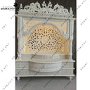Intricate Jali Work Floral Hand Carved White Marble Temple