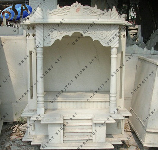 Indoor Carved White Ambaji Marble Temple