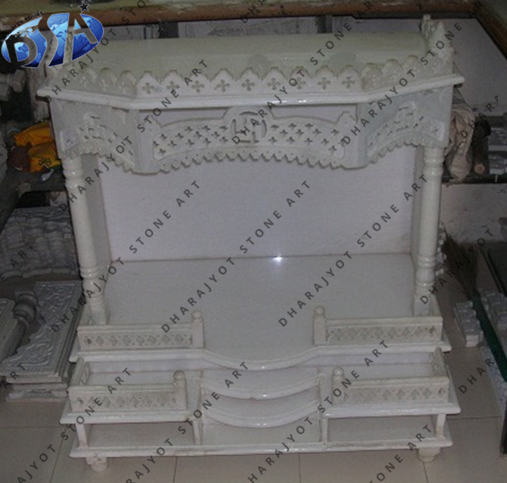 Home Decorative White Marble Handmade Temple