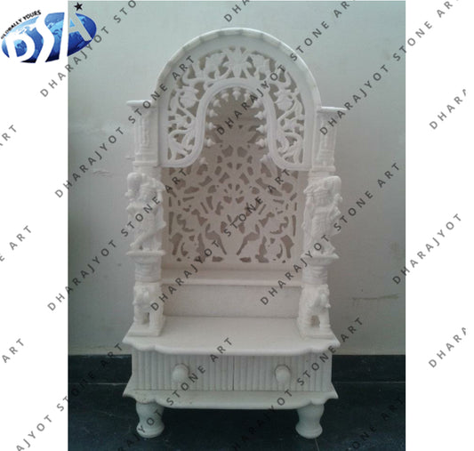 Classic Hand Carved Natural White Marble Temple