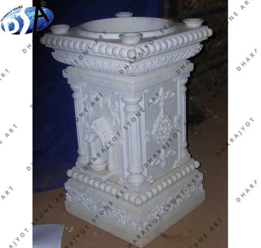 White Marble Handmade Carved Tulsikyara