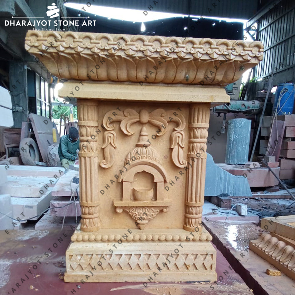 Yellow Sandstone Designer Tulsi Kyara with Deepak Holder