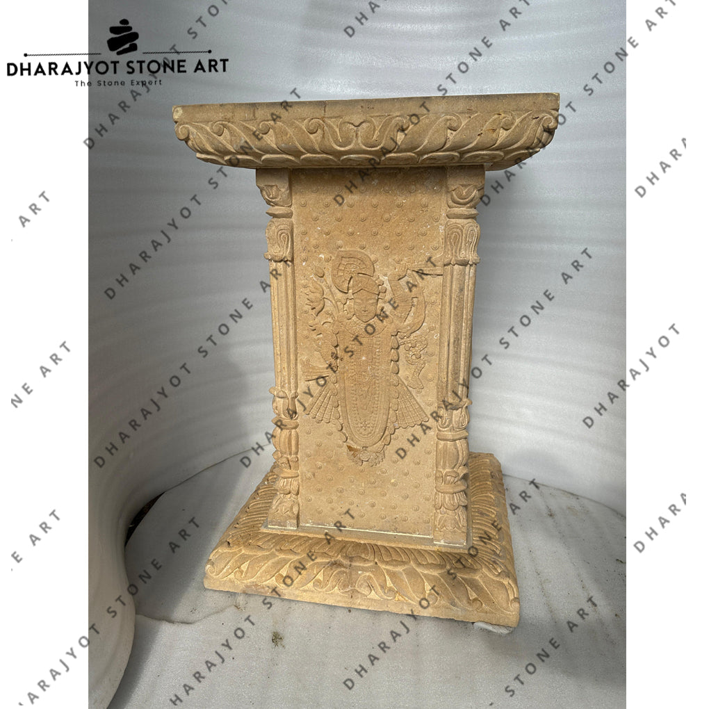 Natural Traditional Handcrafted Floral Design Tulsikyara with Shreenath and Cow Sculpture