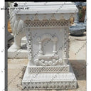 Elegant Hand Carved White Marble Tulsi Kyara