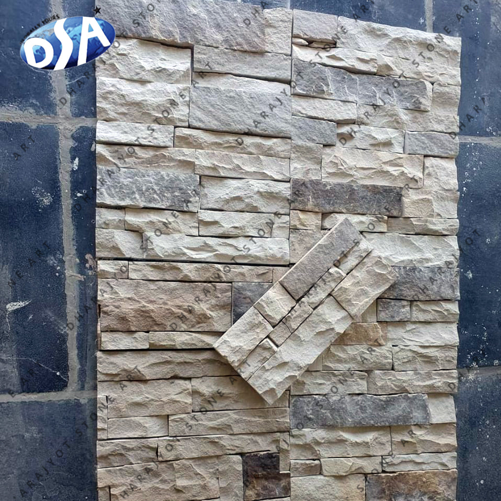 Yellow Sandstone Cladding 120x60cm Flexible Stone Cladding Cloudy