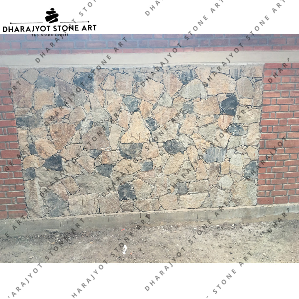 Natural Flagstone Black Random Wall Cladding – Dharajyot Stone Art