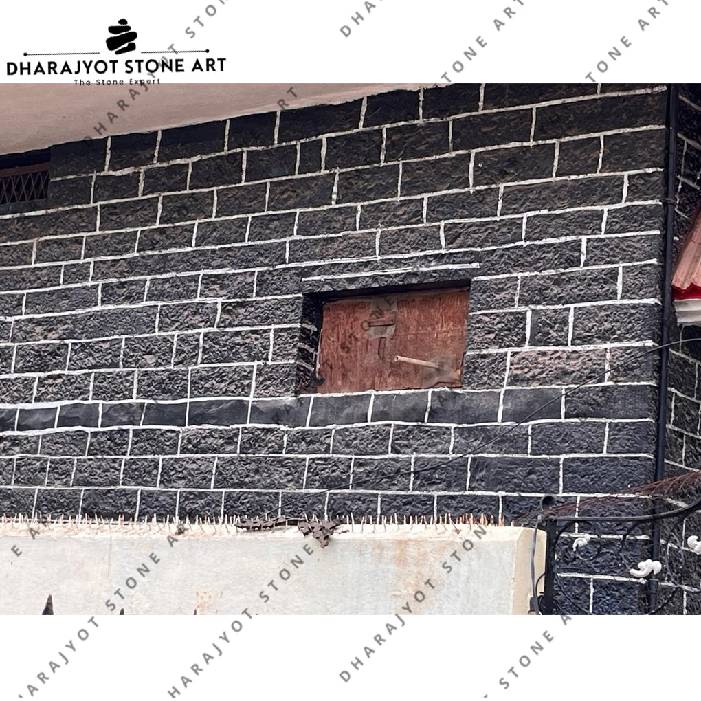 Elegant Exterior Dark Basalt Stone Wall Cladding