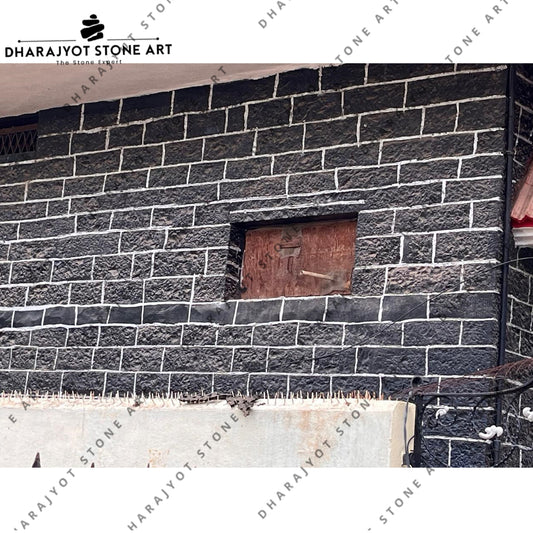 Elegant Exterior Dark Basalt Stone Wall Cladding